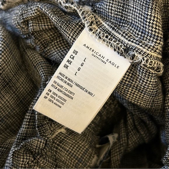 ❤️ American Eagle Outfitters Women's Gray Plaid Wide Leg Pants L - Picture 5 of 9